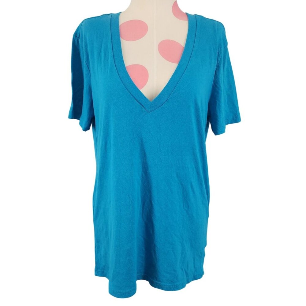 Women's Urban Outfitters BDG Super V-Neck Blue Tee T-shirt Small Oversized